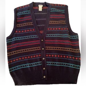 Vintage Sweater Vest Mens XL Grandpacore Wool Stripe Maglifico Florence Italy